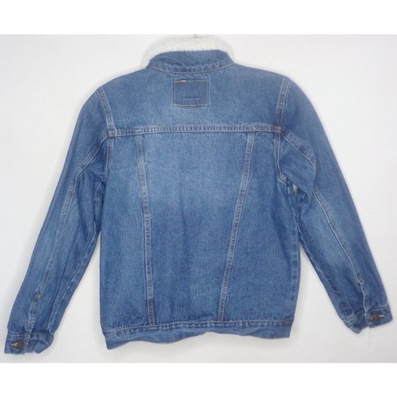 LEVI’S Youth Kid Size Medium 10-12 Sherpa Lined Trucker Denim Jacket Vintage - Picture 4 of 5